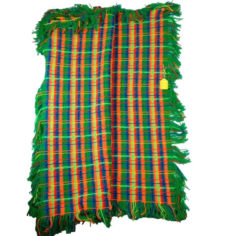 Crochet Knitted Throw‎ Blanket Handmade Granny Multicolour Boho 60 X 48”